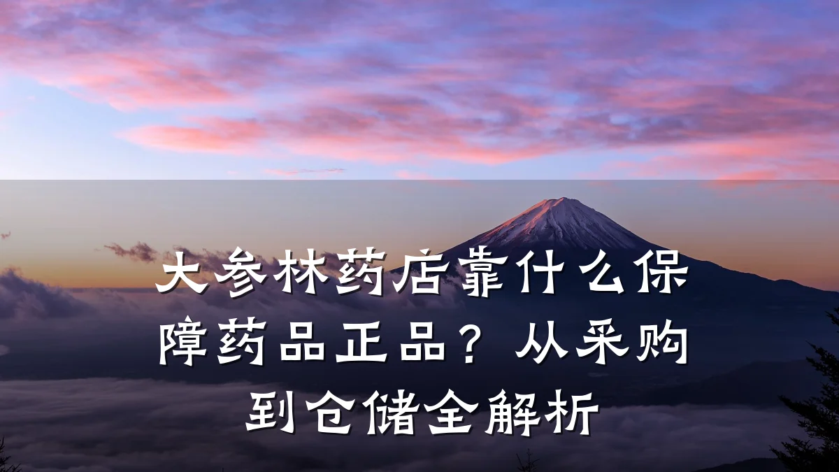 大参林药店靠什么保障药品正品?从采购到仓储全解析