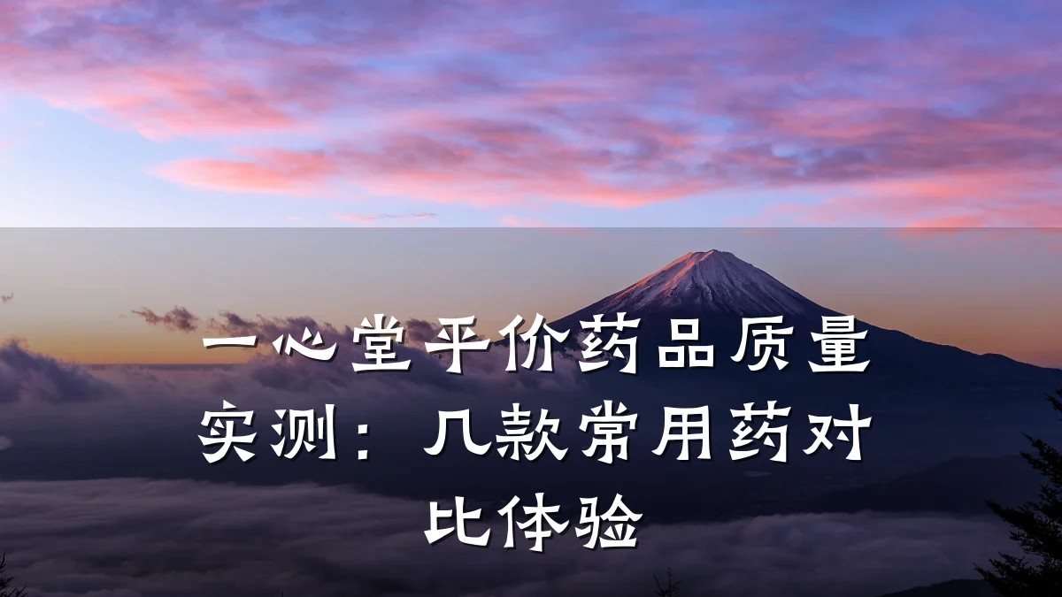 一心堂平价药品质量实测:几款常用药对比体验
