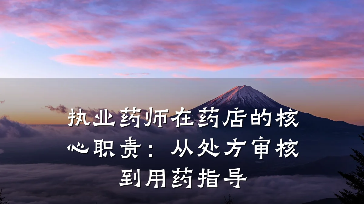 执业药师在药店的核心职责:从处方审核到用药指导