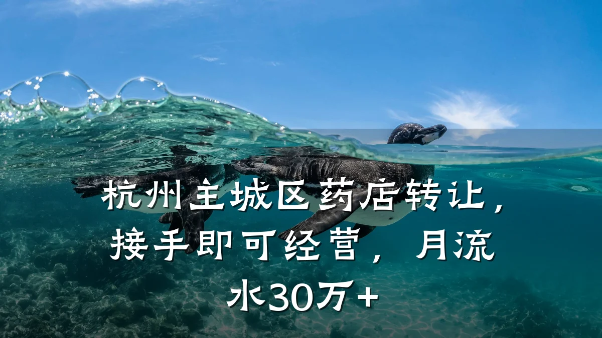 杭州主城区药店转让，接手即可经营，月流水30万+