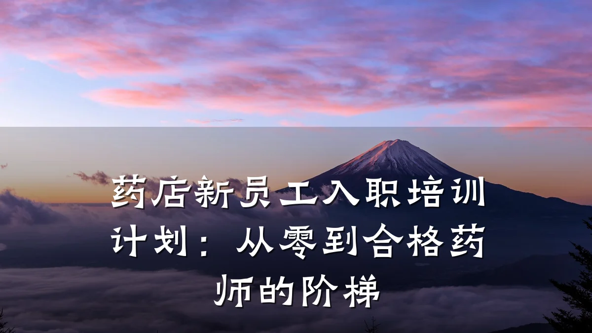 药店新员工入职培训计划:从零到合格药师的阶梯