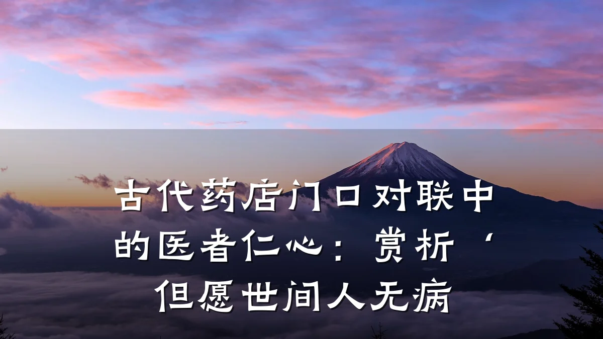 古代药店门口对联中的医者仁心:赏析‘但愿世间人无病