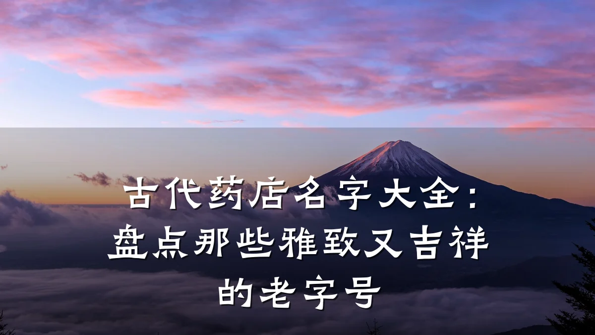 古代药店名字大全:盘点那些雅致又吉祥的老字号